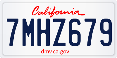 CA license plate 7MHZ679