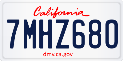 CA license plate 7MHZ680