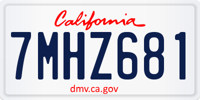 CA license plate 7MHZ681