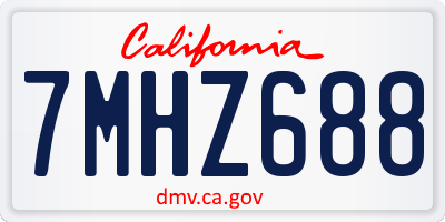 CA license plate 7MHZ688