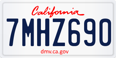 CA license plate 7MHZ690