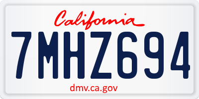 CA license plate 7MHZ694