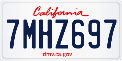 CA license plate 7MHZ697