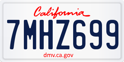 CA license plate 7MHZ699