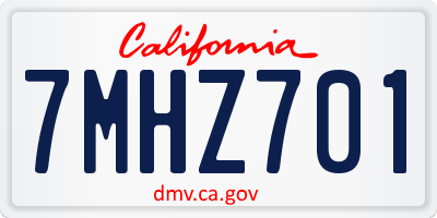 CA license plate 7MHZ701