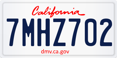 CA license plate 7MHZ702