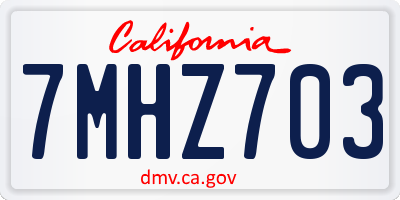 CA license plate 7MHZ703