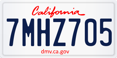 CA license plate 7MHZ705