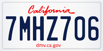 CA license plate 7MHZ706