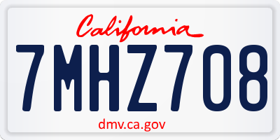 CA license plate 7MHZ708