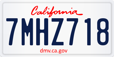 CA license plate 7MHZ718