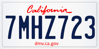 CA license plate 7MHZ723