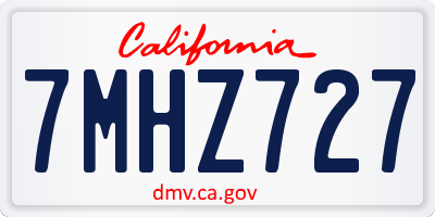 CA license plate 7MHZ727