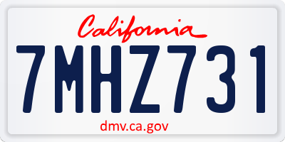 CA license plate 7MHZ731