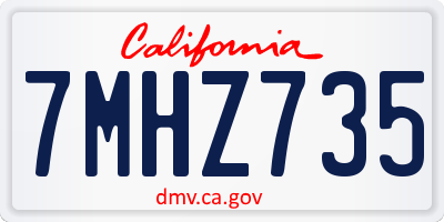 CA license plate 7MHZ735