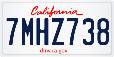 CA license plate 7MHZ738