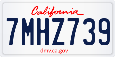 CA license plate 7MHZ739