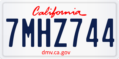 CA license plate 7MHZ744