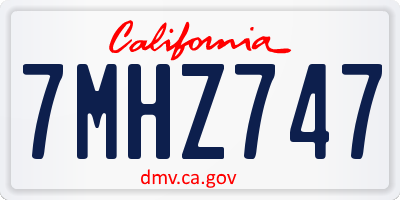 CA license plate 7MHZ747