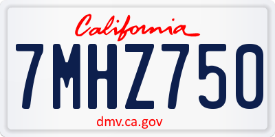 CA license plate 7MHZ750