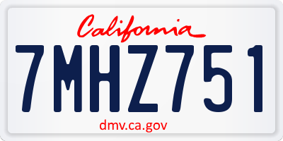 CA license plate 7MHZ751