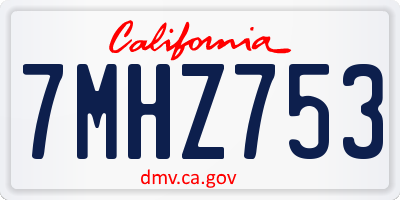 CA license plate 7MHZ753