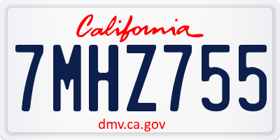 CA license plate 7MHZ755