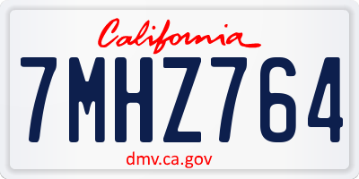 CA license plate 7MHZ764