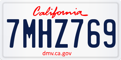 CA license plate 7MHZ769