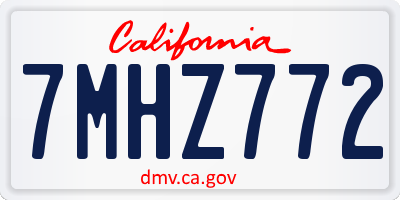 CA license plate 7MHZ772