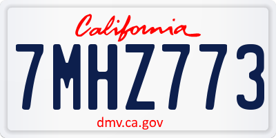 CA license plate 7MHZ773