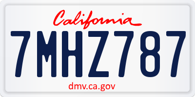 CA license plate 7MHZ787