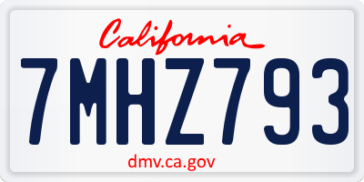 CA license plate 7MHZ793