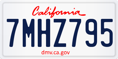 CA license plate 7MHZ795