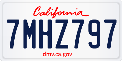 CA license plate 7MHZ797