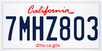 CA license plate 7MHZ803
