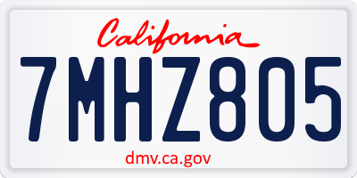 CA license plate 7MHZ805