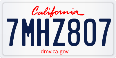 CA license plate 7MHZ807