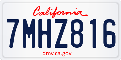 CA license plate 7MHZ816