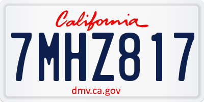 CA license plate 7MHZ817