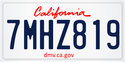 CA license plate 7MHZ819