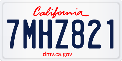 CA license plate 7MHZ821