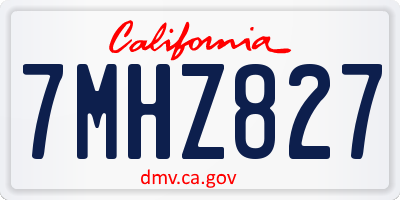 CA license plate 7MHZ827