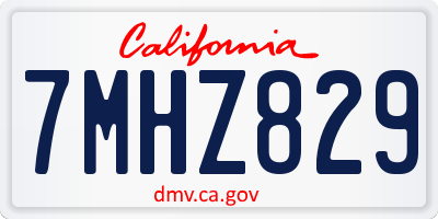 CA license plate 7MHZ829