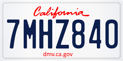 CA license plate 7MHZ840