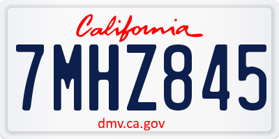 CA license plate 7MHZ845