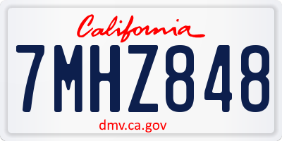 CA license plate 7MHZ848