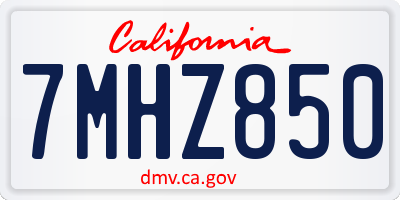 CA license plate 7MHZ850