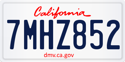 CA license plate 7MHZ852