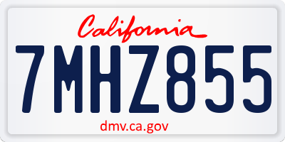 CA license plate 7MHZ855